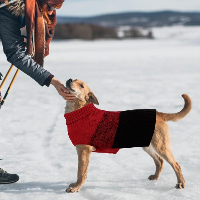 Теплий пуловер для собак ASENKU: для малих та середніх собак, осінь-зима, теплий, з коміром, червоний