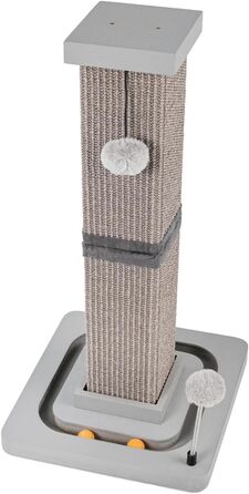 Котячий стовпчик для дряпання Carla з іграшками - інтерактивна котяча іграшка для самостійних занять. Висота 82 см, діаметр 20 см. (Антрацит, 33 x 33 x 67 см)