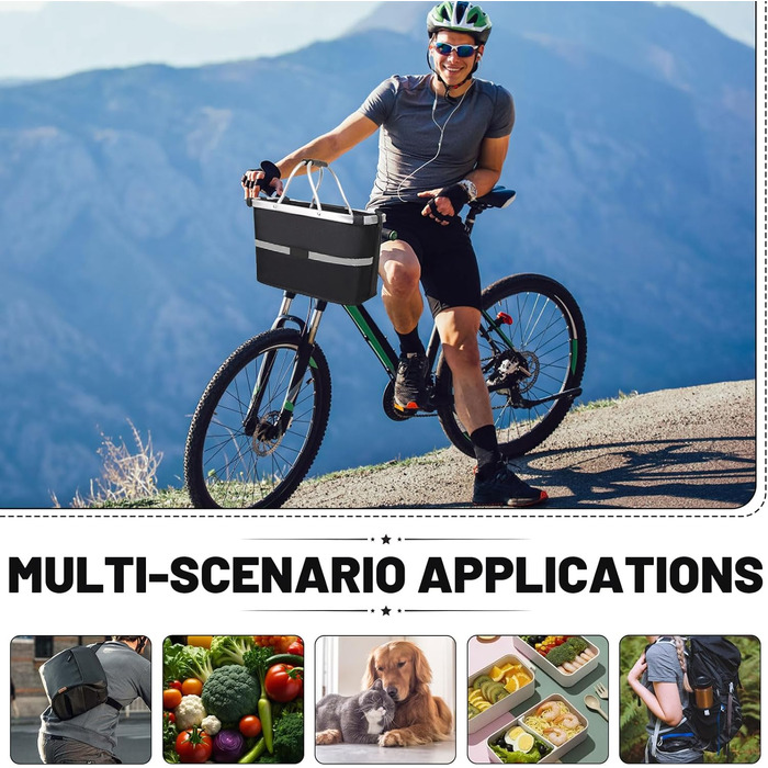 Кошик для велосипеда на кермо, для собак, для покупок, подорожей та пікніків, з адаптером для керма