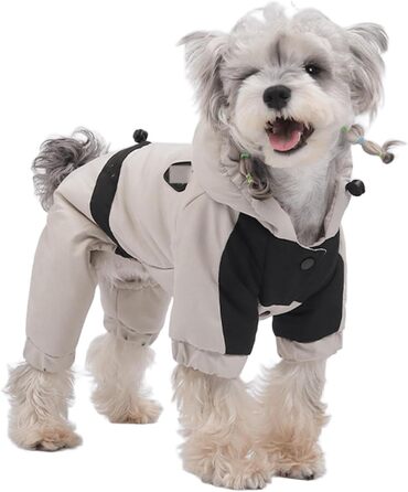 Зимовий теплий костюм для собак (маленьких порід) з капюшоном, непромокаючий, з підкладкою з графеновим утеплювачем, білий, розмір L
