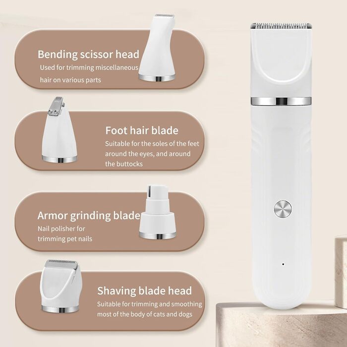 Набір для грумінгу собак 4-в-1 | Електричні ножиці для догляду за шерстю, підходить для цуценят та котів, зелений (білий)