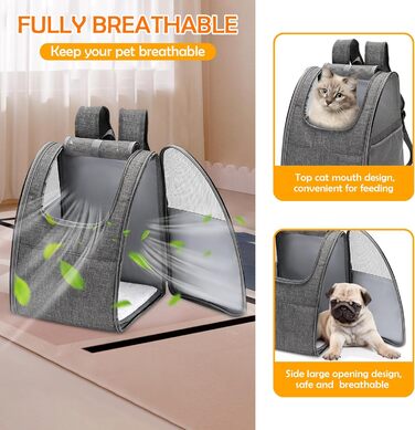Рюкзак для тварин ALLSOPETS: зручний та дихаючий для котів та собак, знімний килимок, ідеально для подорожей, прогулянок та хатнього використання (сірий)