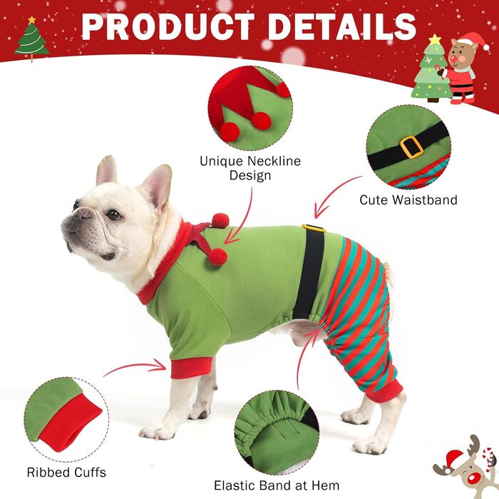 Світер для собак SCENEREAL на Новий Рік, костюм ельфа для собак великих, середніх та маленьких порід, дівчаток та хлопчиків, м'який, теплий, зимовий, святковий, червоний, універсальний (Getaway Solids) X-Large