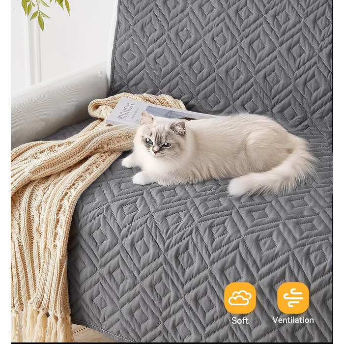Водонепроникний килимок для собак, неслизький та пральний, ковдра для собак та котів, захисний килимок для дивану від шерсті та подряпин, ідеально підходить для дивану, ліжка, автокрісла (Сірий, 127×152 см) (130x210 см)