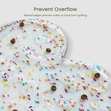 Килимок для годування собак та котів, силіконовий, з підвищеним бортиком, неслизький, водонепроникний, для цуценят та кошенят, підходить для собак та котів середніх розмірів, білий, 65х33 см