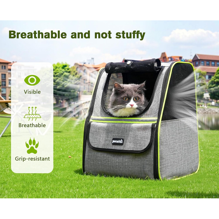 Рюкзак для кота Pecute з сітчастим вікном, переноска для тварин, сірий, до 6 кг