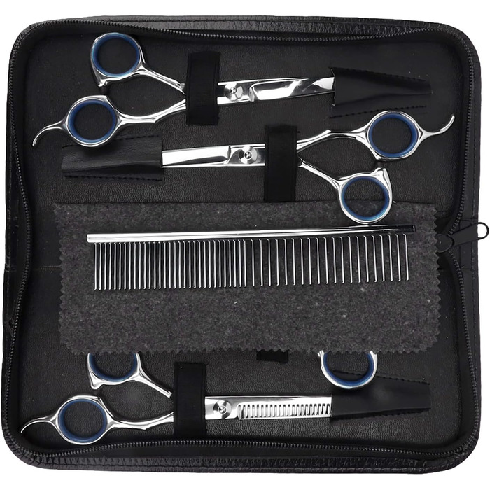 Набір для стрижки собак та котів: ножиці, вилок, професійний інструмент для грумінгу, нержавіюча сталь, чорний колір
