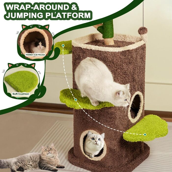 Дерев'яний кігтеточка для великих котів Kratzaum Groß 190CM XXL - багатоярусна конструкція з сизалю, платформи, будиночок, ігровий комплекс