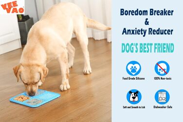 Килимок для собак великих порід VEEVAO XL, 30,5 x 25,4 см, силікон харчового класу, з присосками, для заспокоєння, блакитний