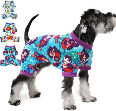 Піжама для собак, теплий комплект для маленьких та середніх собак, дівчаток та хлопчиків, милий, м'який, для цуценят, костюм, для котів та інших домашніх тварин (метелик, M) (X-Small, Lila Memaid)