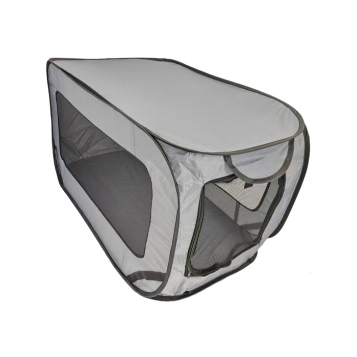 Транспортна переноска для собак та котів, 94x53x53 см, сіра, складана, дихаюча, міцна