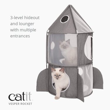 Будинок для котів Catit Vesper Turm у формі ракети з м’якою подушкою, сірий