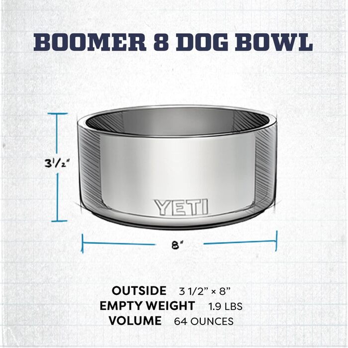 Миска для собак YETI Boomer, біла, 8 дюймів, нержавіюча сталь