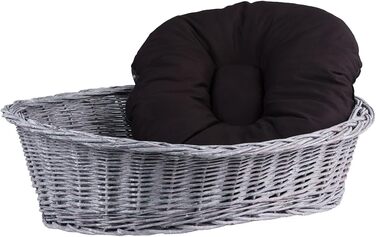 Корзина для собак та котів з плетеної лози, 80x60x26 см (Сірий/Чорний)