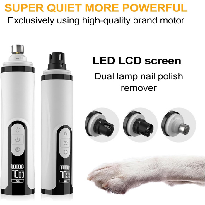 Електричний точило для собачих кігтів з LED-підсвічуванням, 3 швидкості, для цуценят та собак всіх розмірів