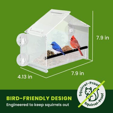 Годівниця для птахів на вікно Nature Gear — заповнювана, погодостійка та захищена від білок, модель Home
