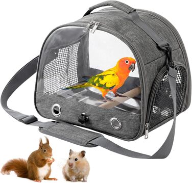 Рюкзак для птахів, переноска для птахів, транспортний контейнер для птахів. Переносний клітка для птахів, сумка-переноска з дерев'яною жердкою, нержавіюча таця для папуг, щуряків, хвилястих понічок.