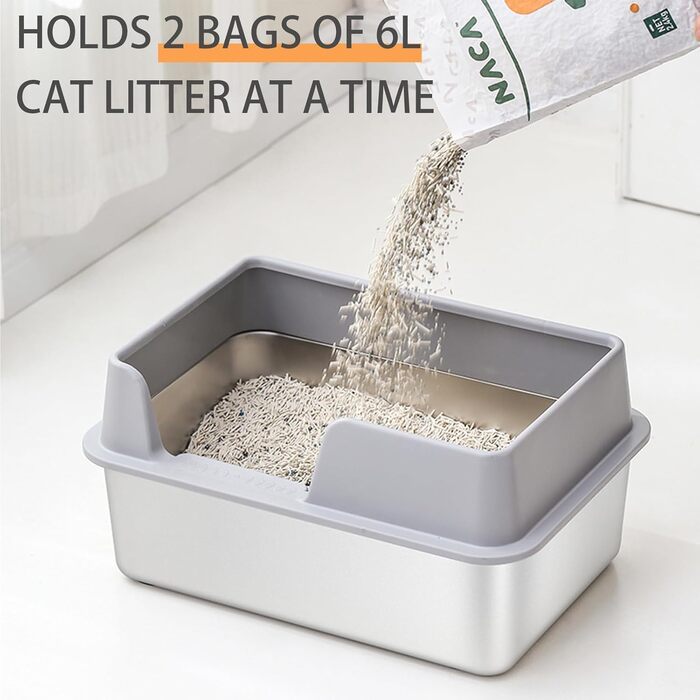 Лоток для котів MENDUNER 50x35x25 см нержавіюча сталь