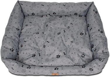 Ліжко для собак PaLulli: зручне, водонепроникне, з м'яким знімним подушкою, 115x85x18 см (сірий з лапами)