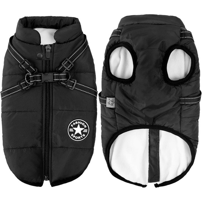 Зимова куртка для собак Aiboria: вітронепроникна, водонепроникна, 2-в-1, тепла, чорна, 4XL