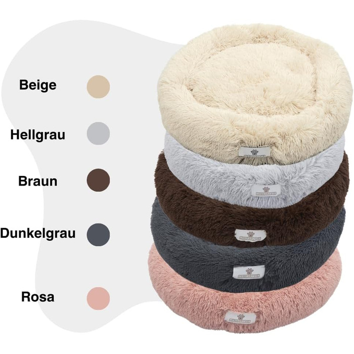 Кругле ліжко для собак та котів Pfoten&nasen® Wolke 7, XS, темно-сірий, 55 см – м'яке, знімний чохол, для маленьких тварин