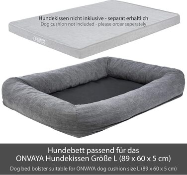 Ліжко для собак ONVAYA® | Ортопедичне, м'яке, з високим бортиком | Розмір L | Сірий колір | Для великих та маленьких собак