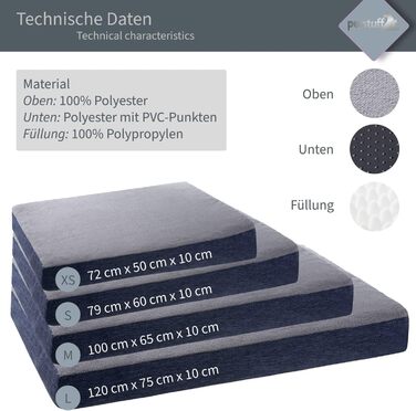 Ортопедичне собаче ліжко з знімним та пральним чохлом, вибір кольору та розміру (XS, блакитний)