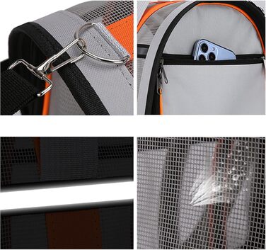 Транспортна сумка для кота/собаки MZSX, блакитна, до 4 кг, з дихаючою сіткою та світловідбиваючими смугами