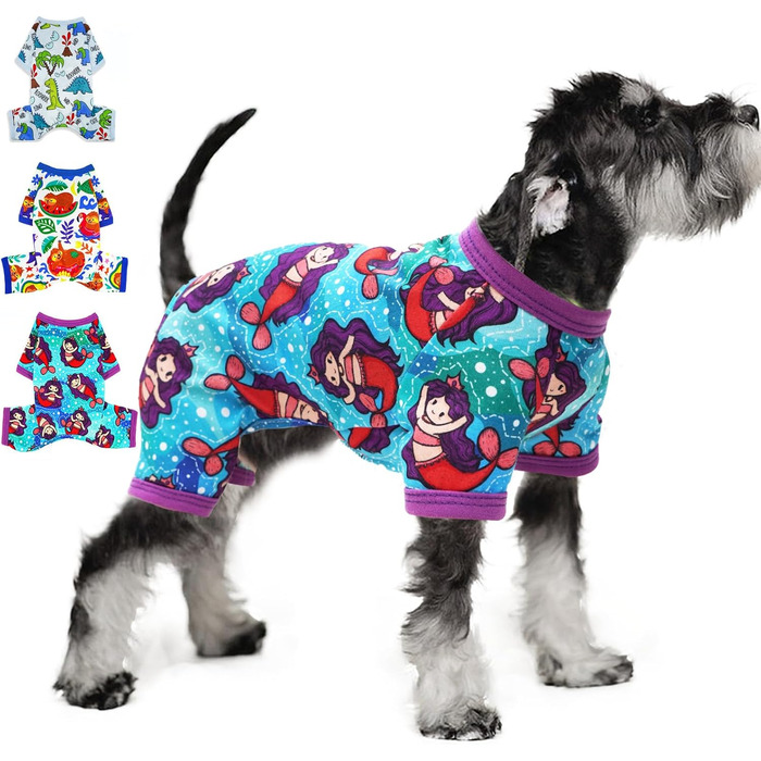 Піжама для собак, теплий комплект для маленьких та середніх собак, дівчаток та хлопчиків, милий, м'який, для цуценят, костюм, для котів та інших домашніх тварин (метелик, M) (X-Small, Lila Memaid)