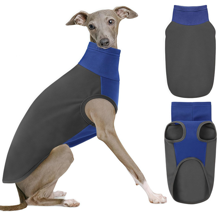 Пуловер для великих собак з флісу, ультра м'який, без рукавів, з високим коміром (XXL, обхват грудей: 62 см, сірий)