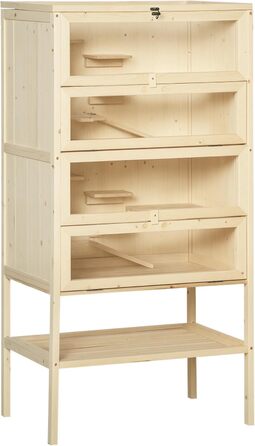 Клітка для гризунів PawHut 5 поверхів, 60 x 40 x 120 см, з драбиною, з натурального дерева, для хом'яків, мишей, дрібних тварин