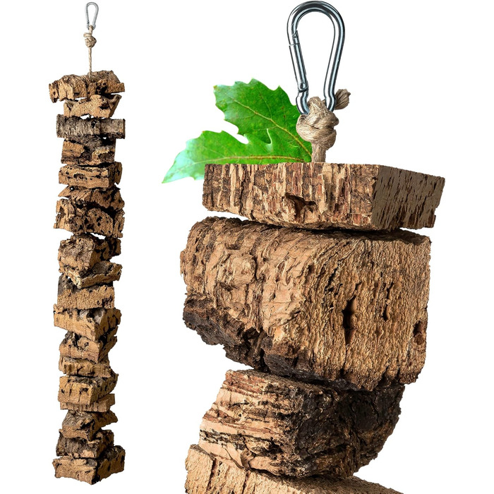 Натуральна іграшка для птахів з коркової шкіри, 60 см | Екологічний матеріал, безпечна для птахів