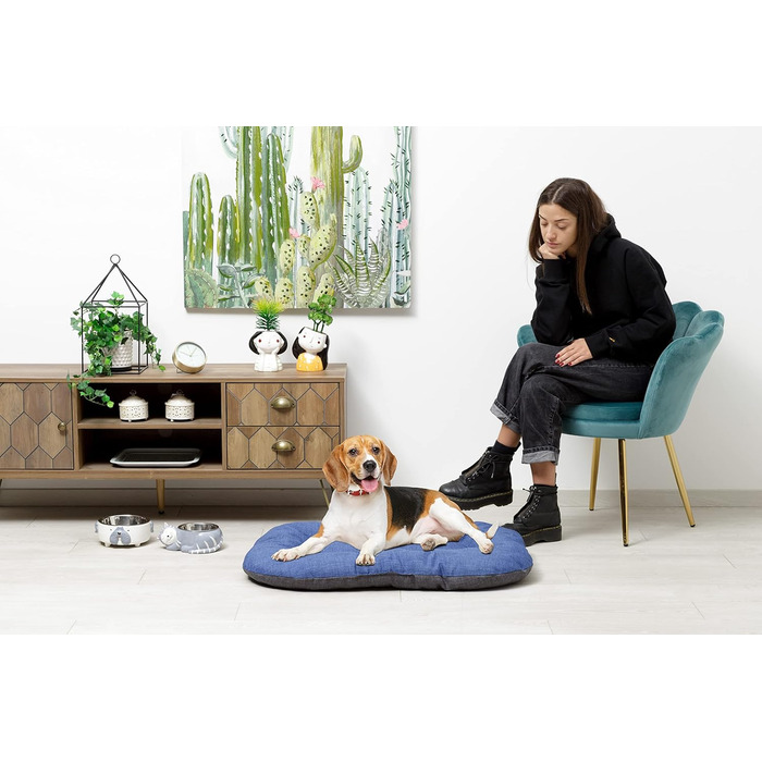 Килимок для собак та котів Baroni Home, 57x90x9 см, Doubleface, сірий та блакитний, розмір L