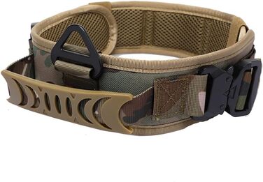 Нашийник для собак Vmokki з м'якою підкладкою, 7 см, з двома пряжками, контрольний ручка, тактичний, регульований, для великих собак (камуфляж)