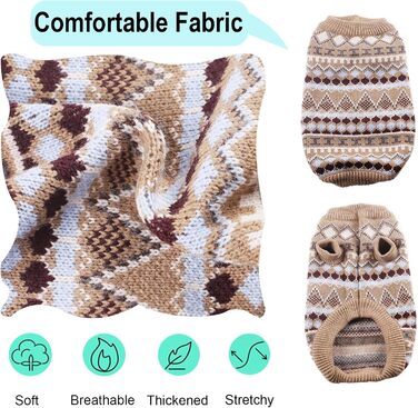 Теплий зимовий пуловер для собак, святковий новорічний пуловер для малих та середніх собак, пуловер для чихуахуа, французького бульдога (колір: коричневий, розмір: L)