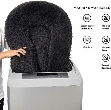 Кругле собаче ліжко ZINN, м'яке, миється, для великих собак, розмір M (діаметр 70 см), темно-сірий