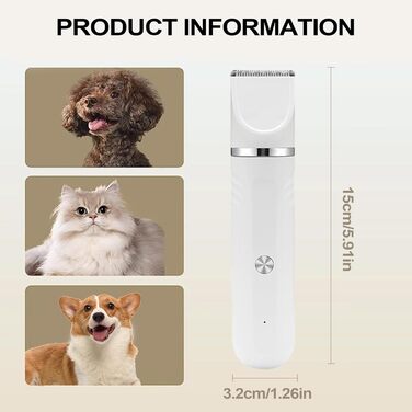 Набір для догляду за собакою вдома: машинка для стрижки, ножиці, інструменти для грумінгу. Підходить для собак, котів та цуценят. Білий колір