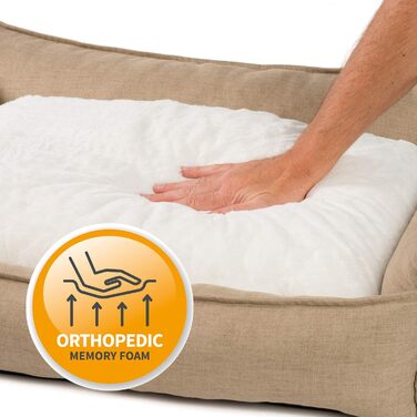 Преміум лежанка для собак JAMAXX з ортопедичним пінополіуретаном Memory Visco, знімний та пральний чохол, з двостороннім подушкою, корзина для собак S-XL (120x90 (L), кавово-бежевий)