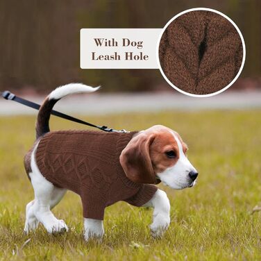 Пуловер для кота та собаки Hjumarayan, теплий, з отвором для повідка, розмір S (Kaffee)