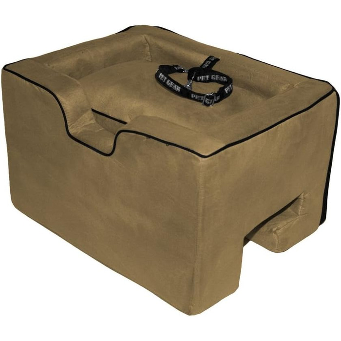 Автокрісло для собак Pet Gear Lookout Booster, знімний килимок, страхувальний трос, швидка установка, без інструментів (бежевий, середній)