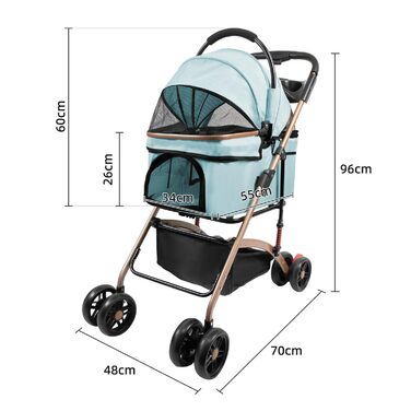 Візок для собак 3 в 1, складний, для маленьких собак та котів, знімний кошик, візок для дітей, сітчасте вікно, оксфордська тканина, до 20 кг (зелений)