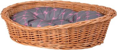 Корзина для собак з ротангу, сірого кольору, 100x75x27 см. Корзина для тварин, кошик для кота