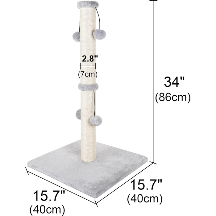 Дім-кігтеточка для великих котів Dimaka, 86 см, з іграшкою, сірий колір