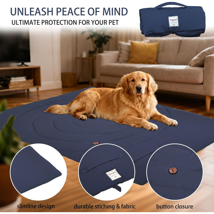 Килимок для собак та котів, 95x65 см, ортопедичний, вологостійкий, для подорожей, авто, outdoor (Блакитний)