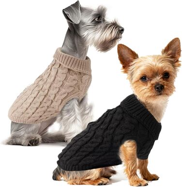 Теплий зимовий пуловер для собак, 2 шт. - пуловер з коміром-хомутом для дрібних собак, теплий одяг для цуценят