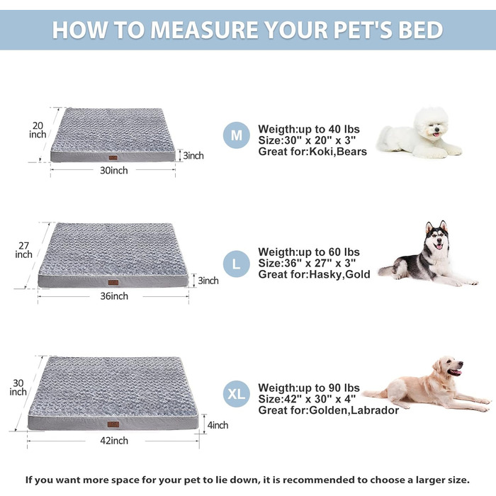 Ортопедичне собаче ліжко WNPETHOME великого розміру, 107 x 76 x 10 см, сіре, з ефектом пам'яті, м'який плюш, знімний