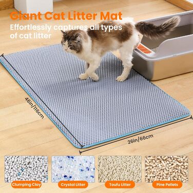 Килимок для котячого туалету Petinstinct, 116x66 см, блакитний, водонепроникний