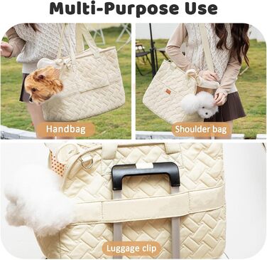 LCUHAVA Сумка-переноска для собак маленьких порід, до 5 кг, 41 x 30 x 18 см, складана, дихаюча, з ременем безпеки, для собак, кроликів, котів