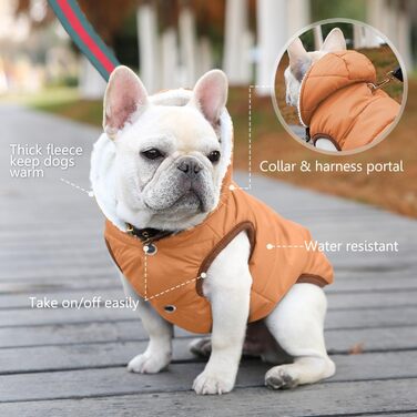 Тепла флісова куртка для собак, вітро- та водовідштовхувальна, з підкладкою з флісу та бавовни, для маленьких, середніх та великих собак, хакі, розмір S