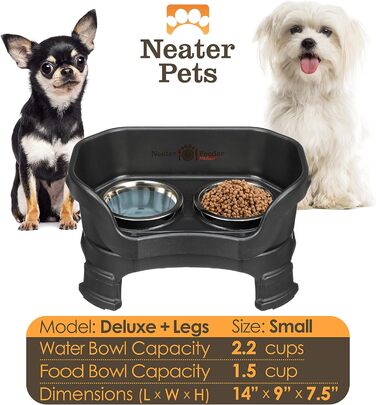 Автогодівниця для домашніх тварин NEATER PET BRANDS Feeder-Deluxe з подовжувачами ніжок, маленька, чорна